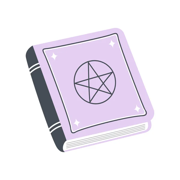 Purpurowa Księga Zaklęć Odizolowana Białym Tle Magiczna Książka Mistyczna Sprzęt — Wektor stockowy