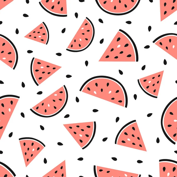 Nahtlose Wassermelonen Muster Sommer Obst Hintergrund Flaches Design Vektorillustration — Stockvektor