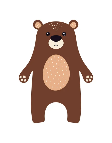 Ilustração Vetor Com Caráter Bonito Urso Marrom Isolado Fundo Branco —  Vetores de Stock