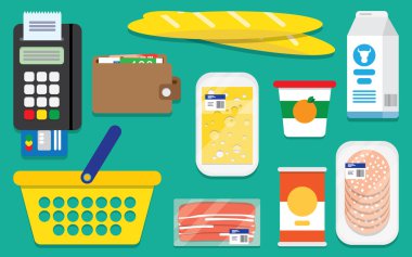 Süpermarket vector Icons set