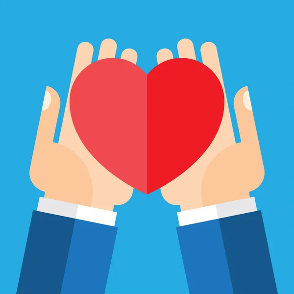 Hands hold heart — Stock Vector