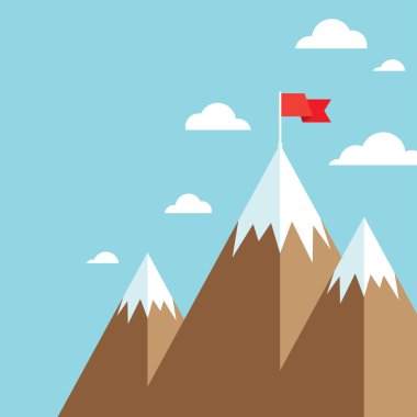  dağ başarı hedefi başarı iş kavramı kazanma üzerinde bayrak