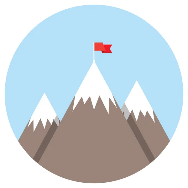 Bandeira no sucesso da montanha conquista conceito de negócio ganhando de — Vetor de Stock