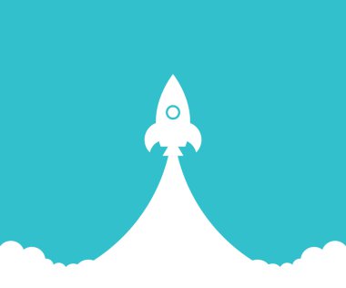 Roket ve beyaz bulut düz stil