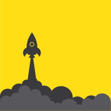 rocket and cloud flat style isolated clipart