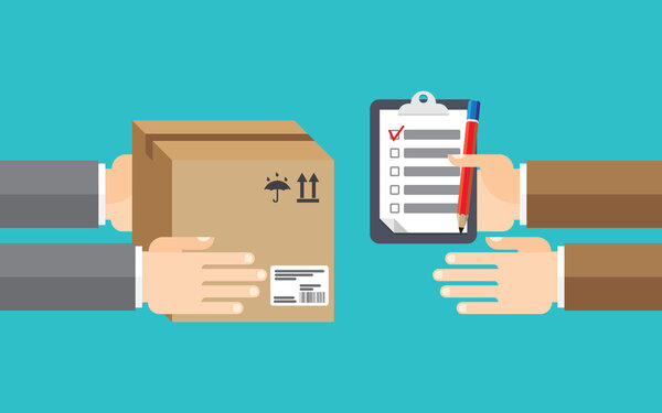 delivery service receiving package from hand