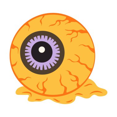 cartoon halloween eyeball in flat vector style, halloween human or zombie eye isolated on white background