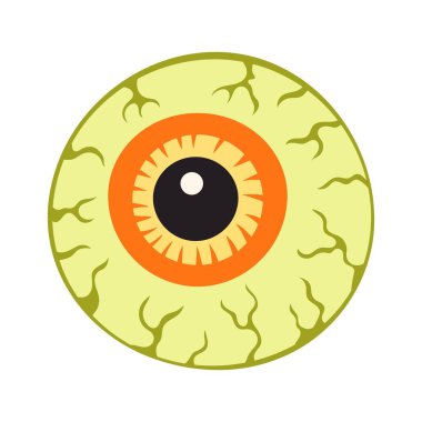 cartoon halloween eyeball in flat style, halloween human or zombie eye isolated on white background