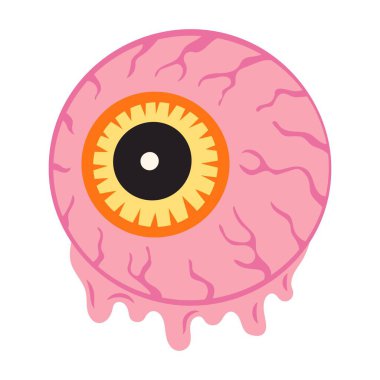 Cadılar bayramı gözü düz stil, karikatür vektör çizimi tatil için zombi gözü ve korkunç tema