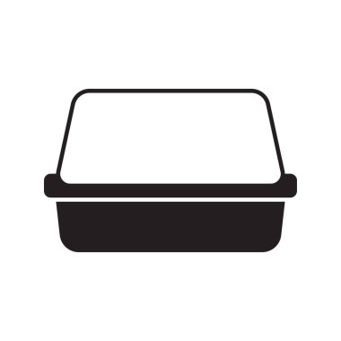 Paket yemek kutusu ikonu, tek kullanımlık beslenme çantası sembolü. Yemek Hazırlama veya Teslimat Konsepti. Vektör İllüstrasyonu