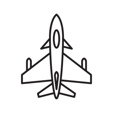 Askeri Jet Uçak Hattı Simgesi. Savaş uçağı hava kuvvetleri sembolü. Vektör İllüstrasyonu