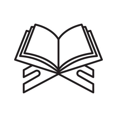 Tahta ayakta Kur 'an-ı Mübarek. İslam Dini için Kur 'an Rehal Sembolü. Vektör İllüstrasyonu