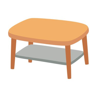 Beyaz arka planda izole edilmiş bej kahve masası, iç dekorasyon için mobilya, düz stil