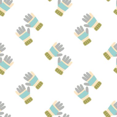 Beyaz arkaplanda İskandinav örgü eldivenleri, baskı, bayrak, kart, kumaş, kapak, ambalaj kağıdı, duvar kağıdı, düz vektör çizimi için şirin tasarım