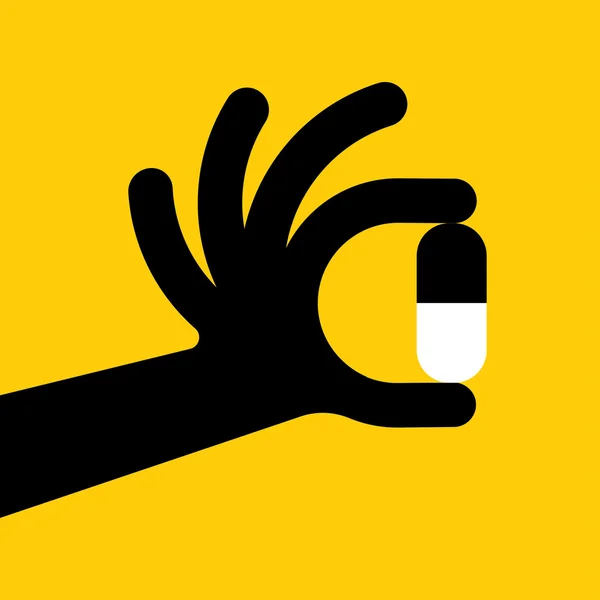 Main tenant une pilule — Image vectorielle