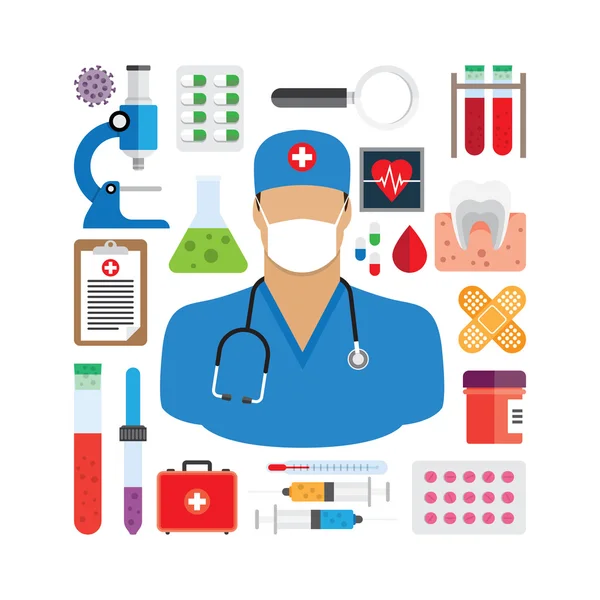 Ilustración vectorial de iconos médicos — Vector de stock