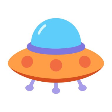 çizgi film uzay gemisi beyaz arkaplanda izole edildi, düz stil