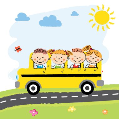 Children in School Bus clipart
