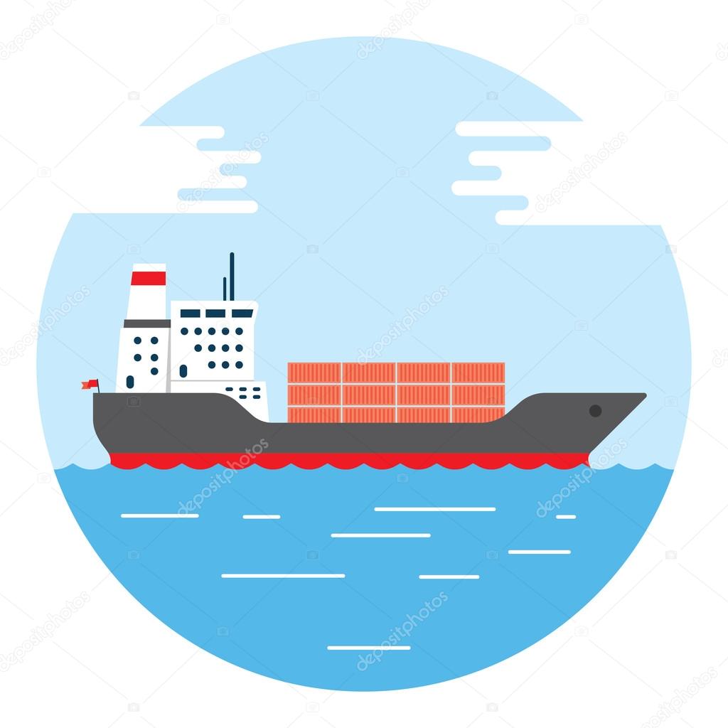 big dry cargo ship, Vector image