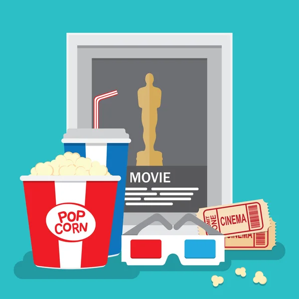 Set of movie design elements flat style. — Stock Vector