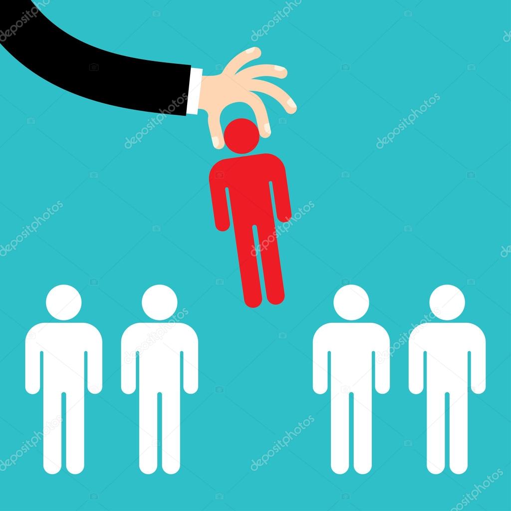 recruitment concept, man choosing worker