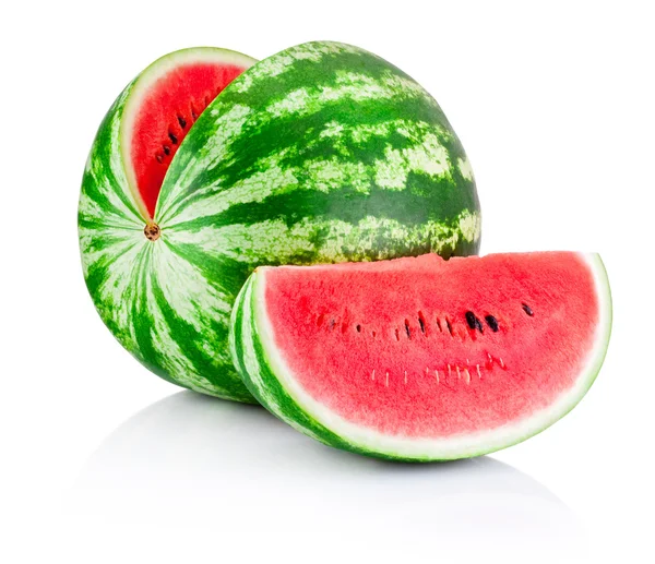RIPE skivad vattenmelon isolerad på vit bakgrund — Stockfoto