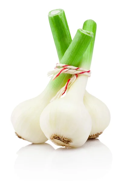 Drie bollen van verse knoflook geïsoleerd op witte achtergrond — Stockfoto