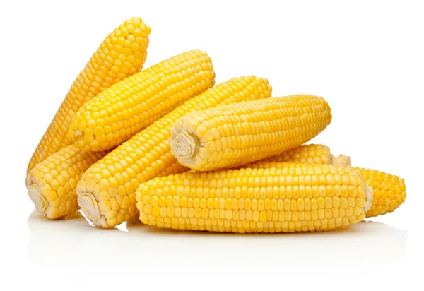 Corn on the cob kernels peeled isolated on white background — Stock Photo, Image