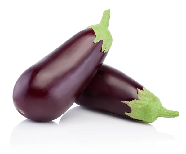 Two Eggplants Isolated White Background — Stock Photo, Image