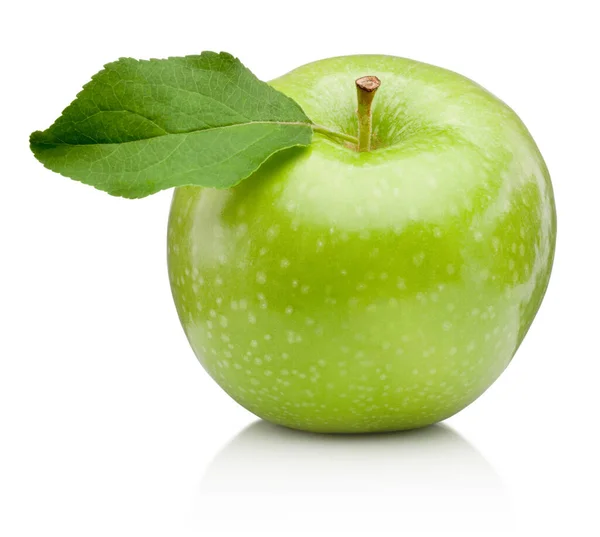 Green Apple Leaf Isolated White Background — Stock Photo, Image