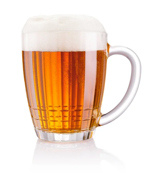 Caneca Com Cerveja Isolada Fundo Branco — Fotografia de Stock