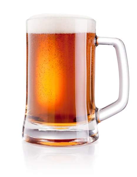 Caneca Com Cerveja Isolada Fundo Branco — Fotografia de Stock