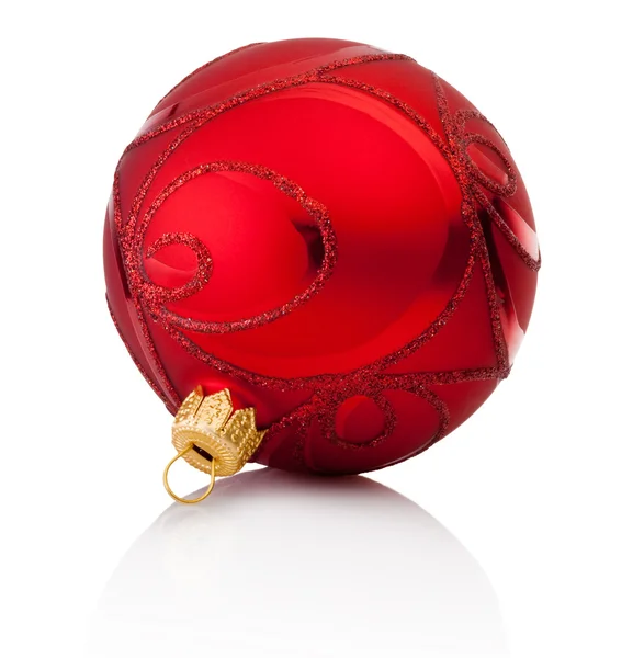 Red decorations Christmas ball Isolated on white background — Stock Photo, Image