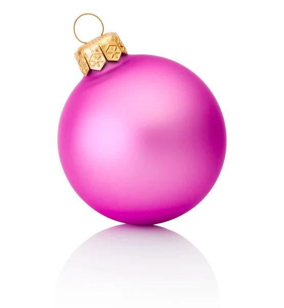 Roze Kerstmis bal geïsoleerd op witte achtergrond — Stockfoto