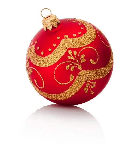 Red decorations Christmas ball Isolated on white background — Stock Photo, Image