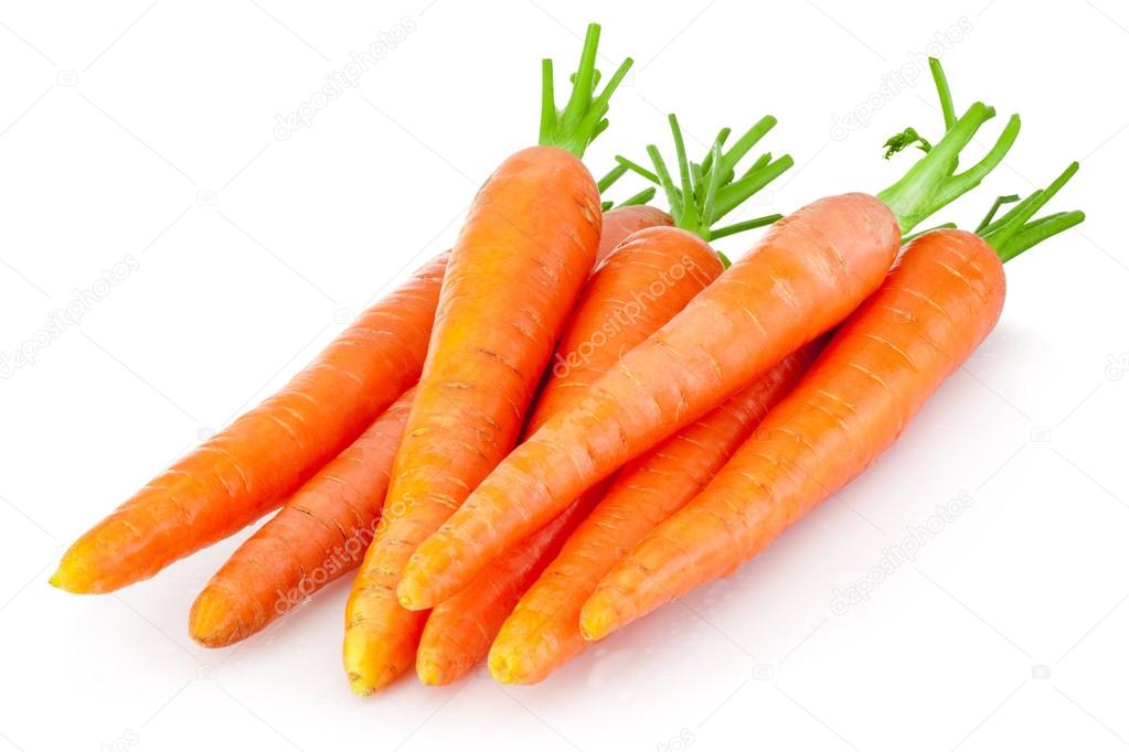 Heap of carrots isolated on a white background