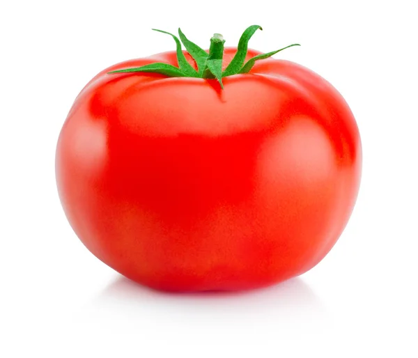 Beyaz arka plan üzerinde izole bir sulu kırmızı domates — Stok fotoğraf