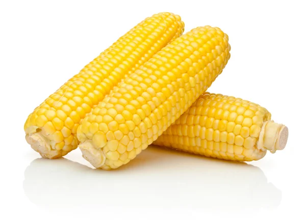 Corn on the cob kernels peeled isolated on white background — Stock Photo, Image
