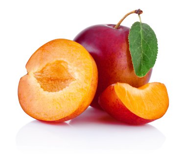 Fresh plums isolated on a white background