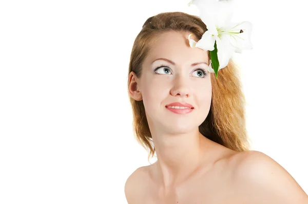 Ragazza con un giglio — Foto Stock