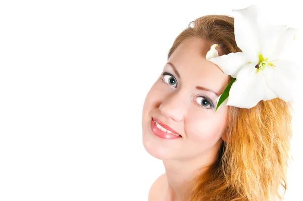 Girl with a lily — Stock Photo, Image