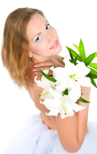 Girl with a lily — Stock Photo, Image