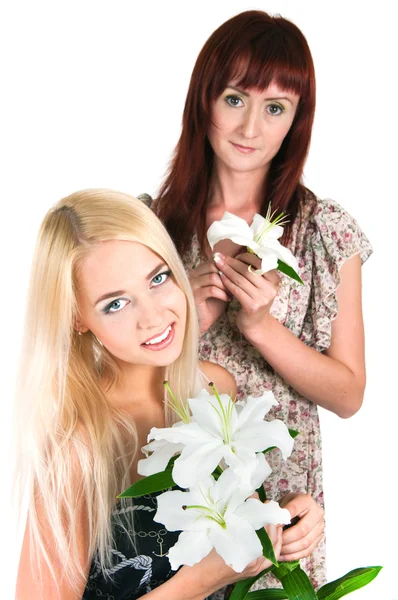 Girls with lilies — Stock Photo, Image