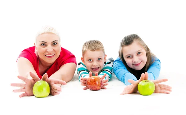 Young mother with two children — Stockfoto