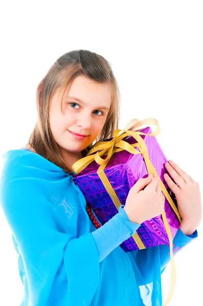 A menina com presentes — Fotografia de Stock