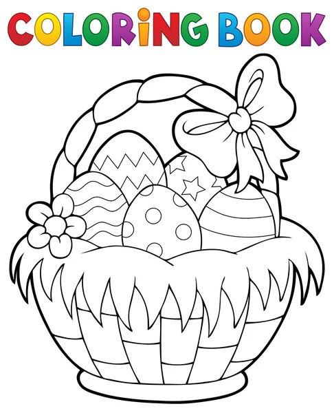 Libro para colorear Cesta de Pascua tema 1 — Vector de stock