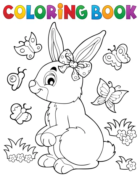 Libro para colorear conejo tema 2 — Vector de stock