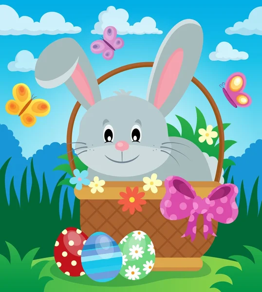 Easter basket with bunny theme 3 — Stockvector