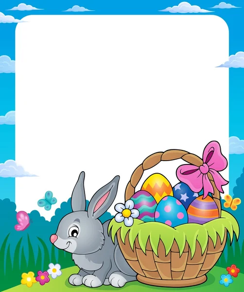 Frame with Easter basket and bunny 1 — Stock Vector