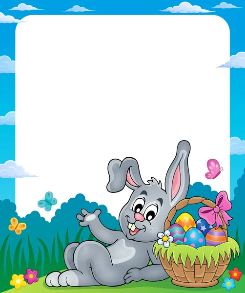 Frame with Easter basket and bunny 2 — Stock Vector
